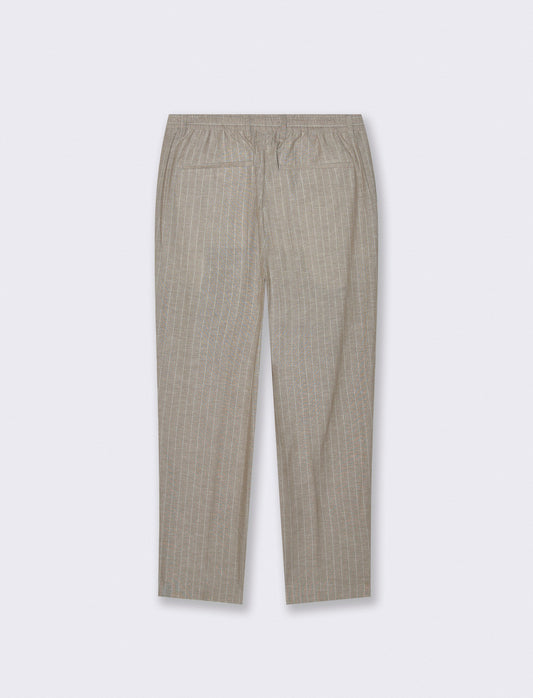 Pantaloni formal fit in linen blend rigato - Beige