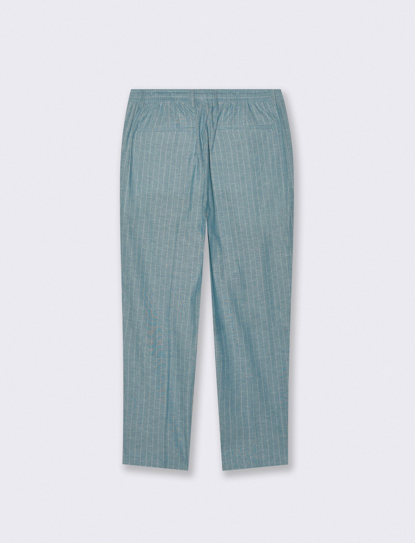 Pantaloni formal fit in linen blend rigato - Verde petrolio