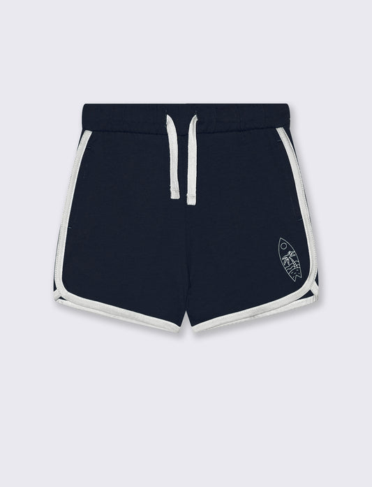 Bermuda basici in jersey con stampa e tape - Blu