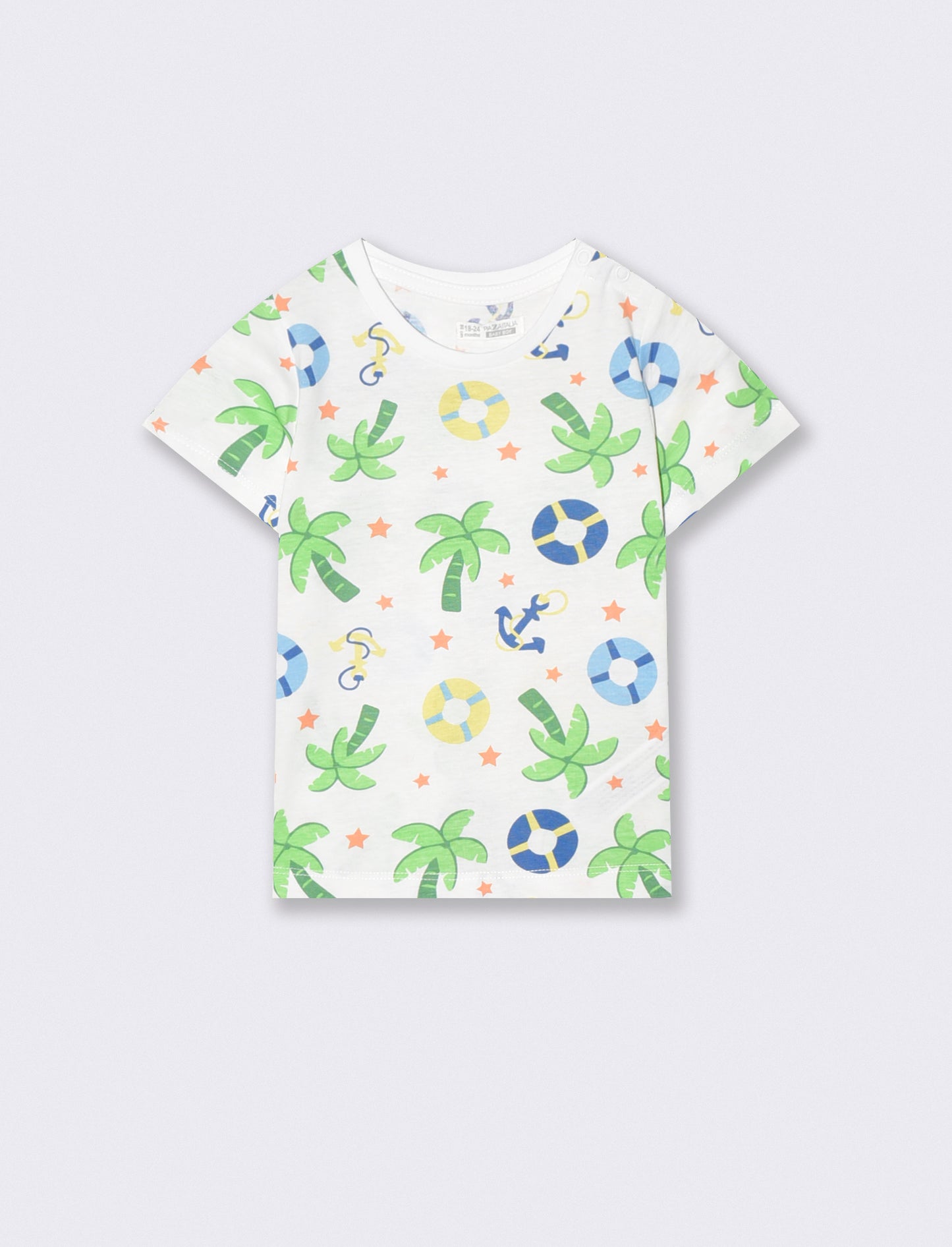 Casual patterned crew neck T-shirt - Multicolor