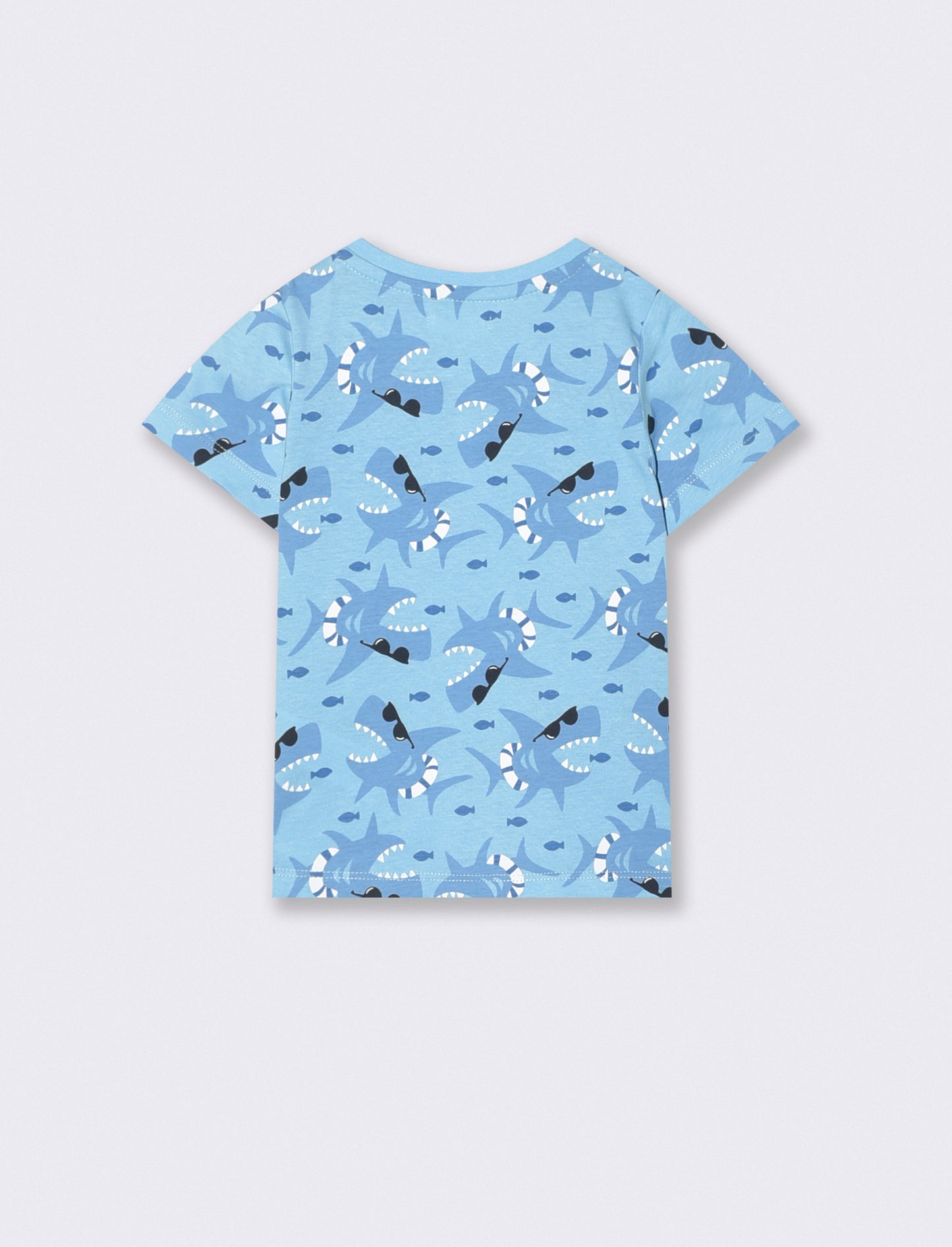 Casual patterned crew neck T-shirt - Sky blue