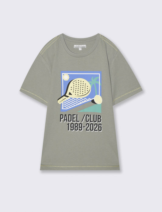 T-shirt mezza manica con stampa frontale - Verde salvia