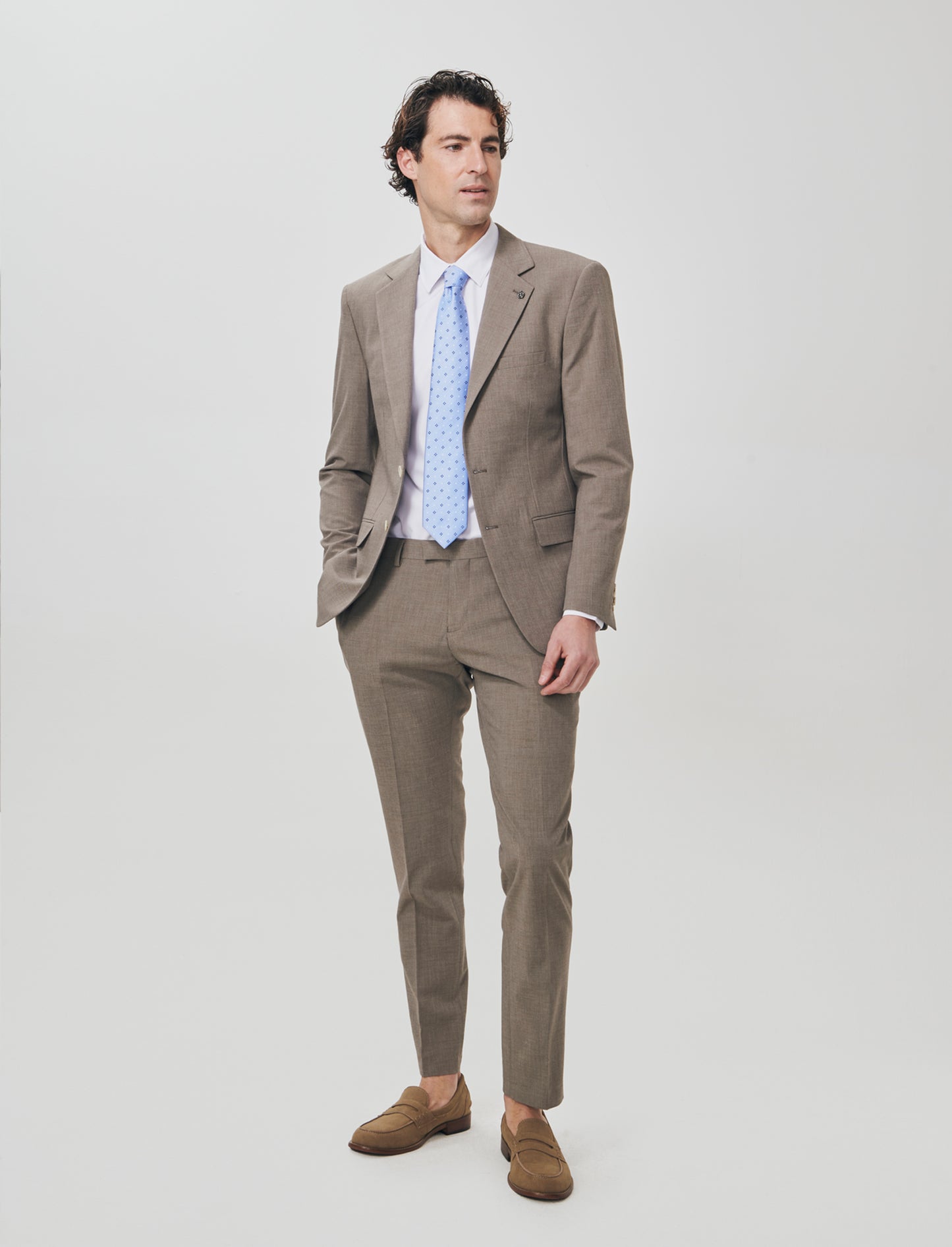 Pantaloni Formal Fit Micro Struttura Melange - Grigio fango