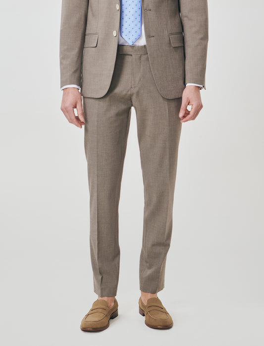 Pantaloni Formal Fit Micro Struttura Melange - Grigio fango