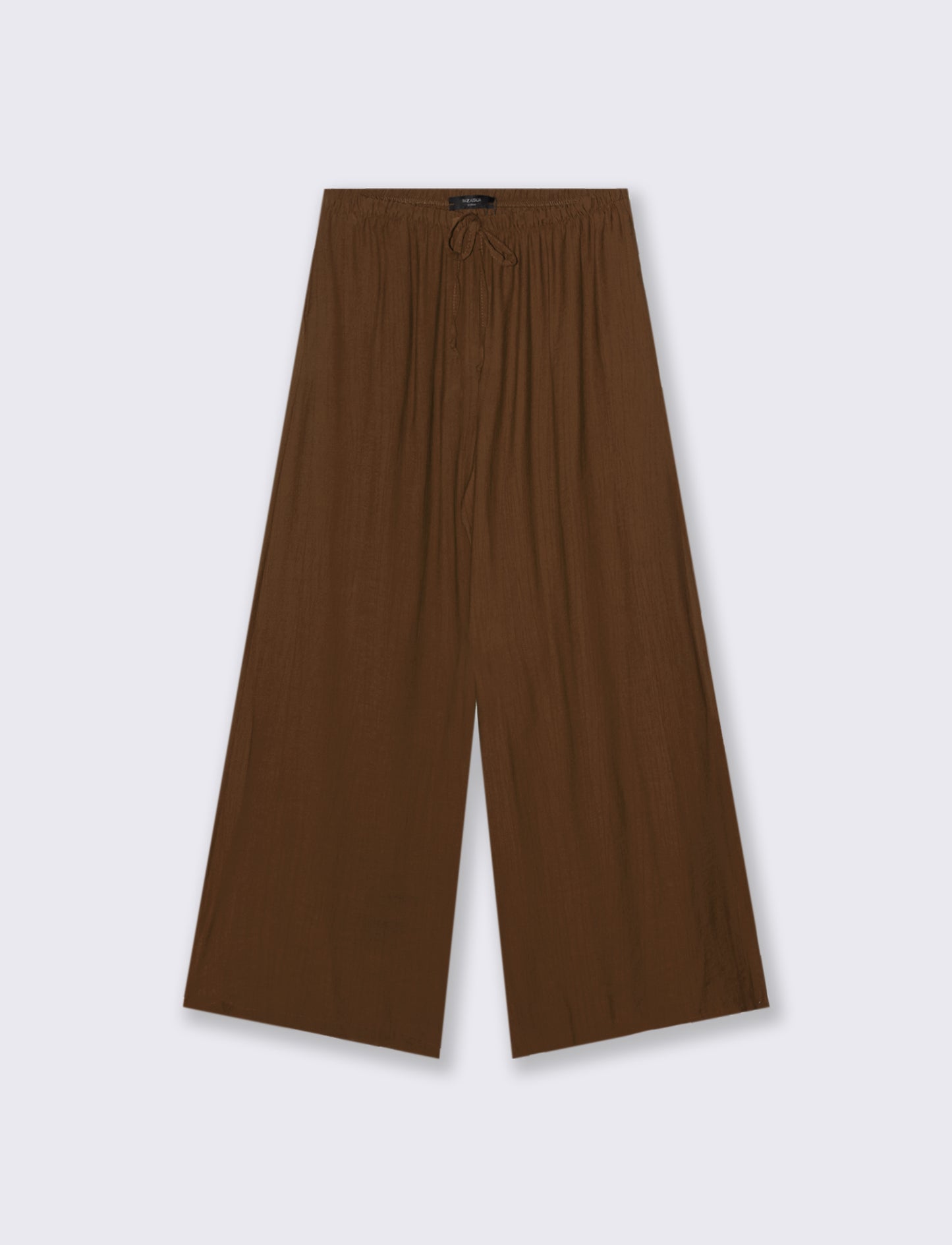 Pantalone largo con coulisse sottile - Moro