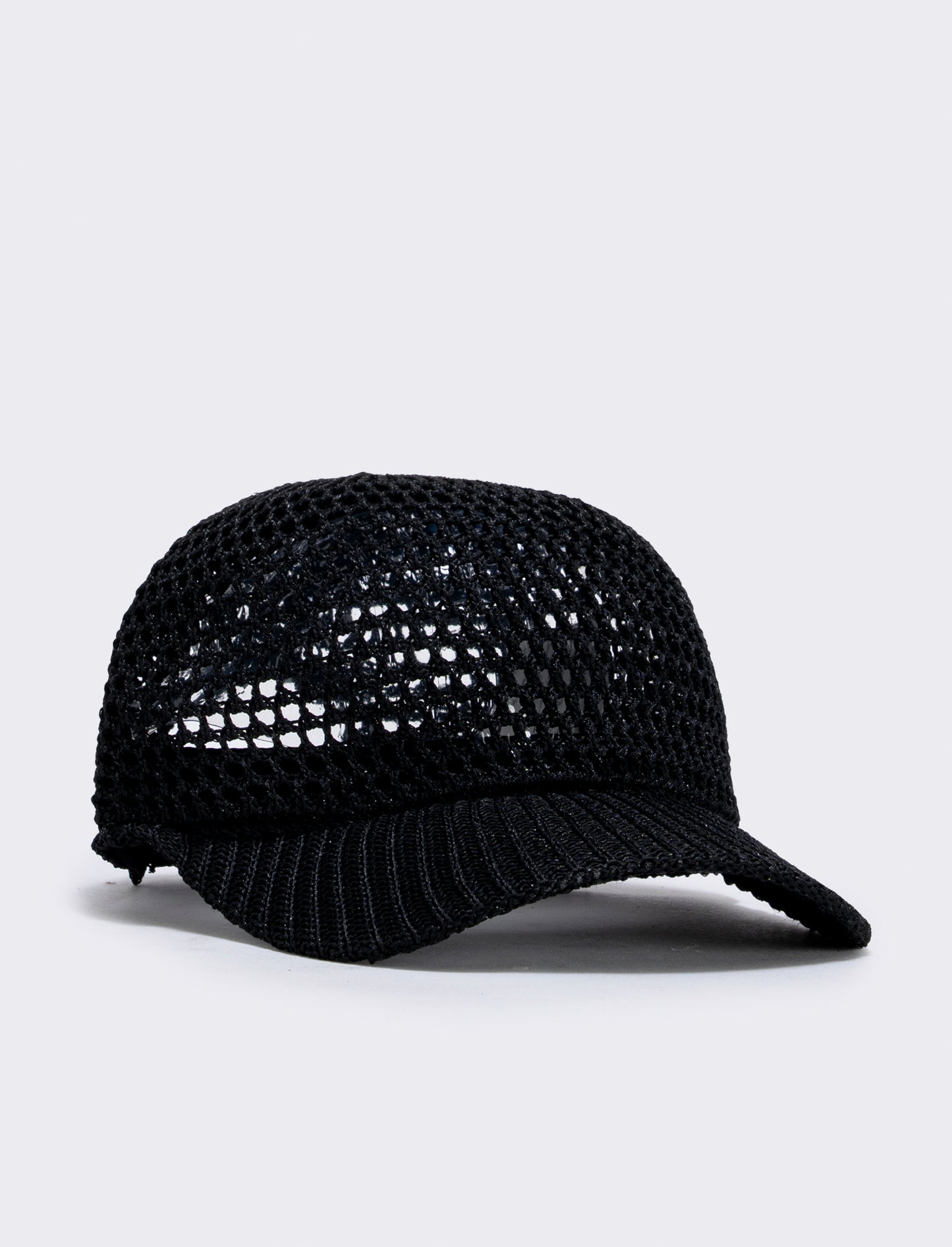 Crochet Effect Baseball Cap - Black