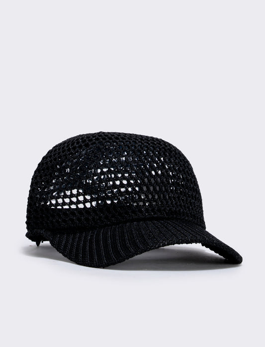 Cappello baseball effetto uncinetto - Nero
