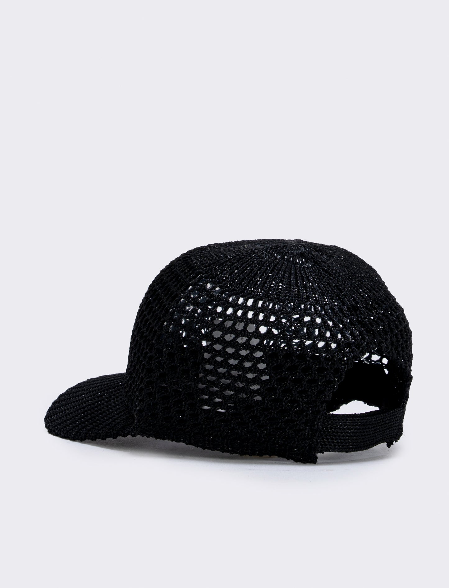 Crochet Effect Baseball Cap - Black