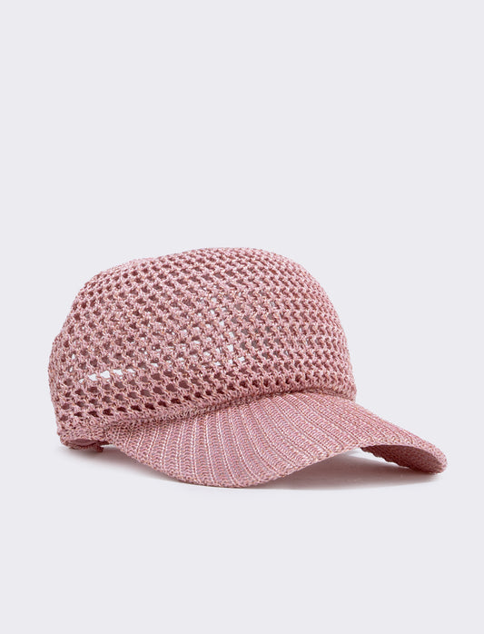 Cappello baseball effetto uncinetto - Rosa