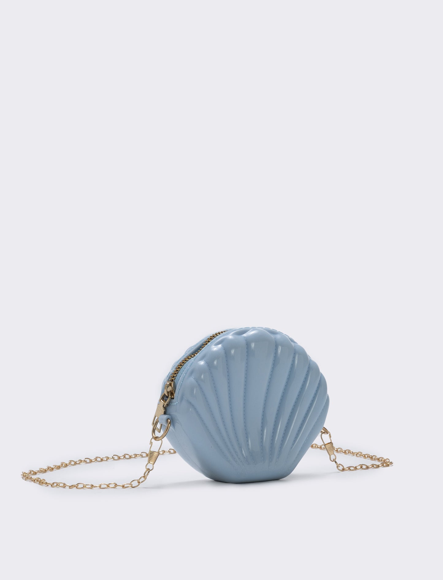 Borsetta conchiglia in PVC per bambina - Blu chiaro