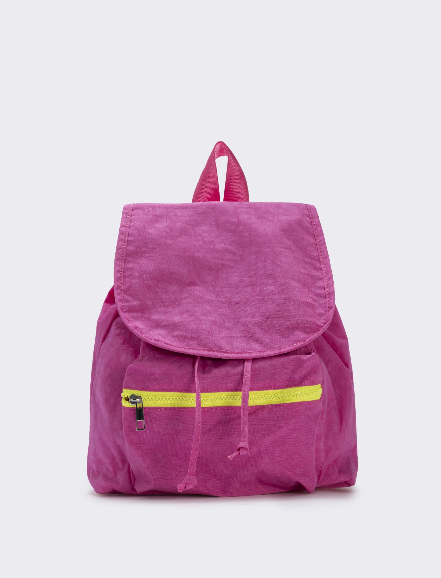 Zaino bambina in nylon con tasca pratica - Fuxia