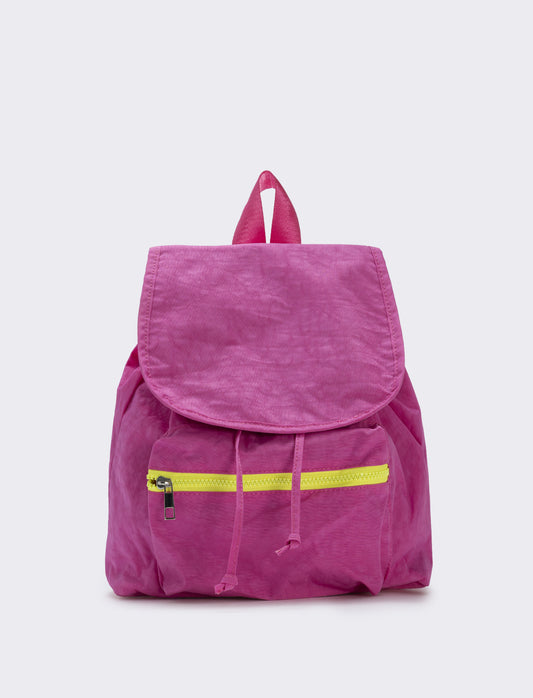 Zaino bambina in nylon con tasca pratica - Fuxia