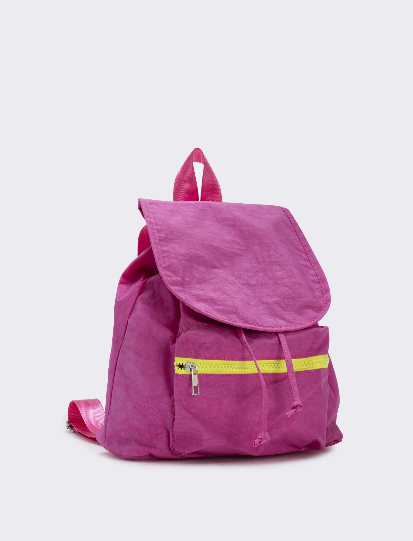 Zaino bambina in nylon con tasca pratica - Fuxia