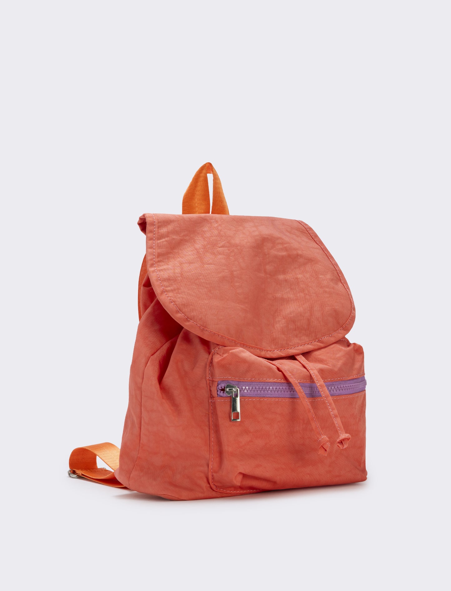 Zaino bambina in nylon con tasca pratica - Arancio