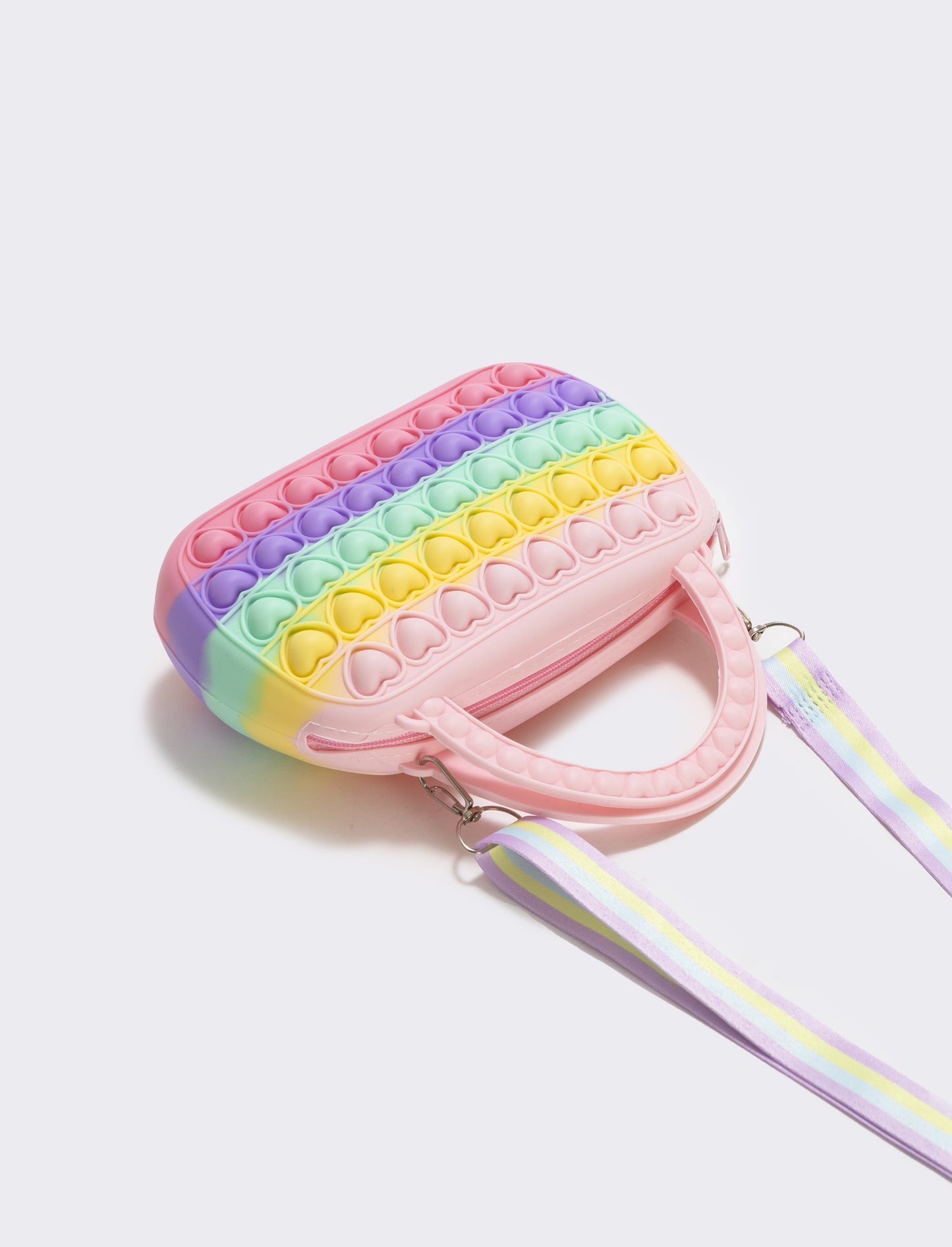 Colorful Heart Pop It Bag - Pink