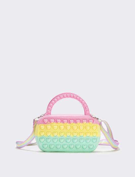 Borsa pop it con cuoricini colorati - Celeste