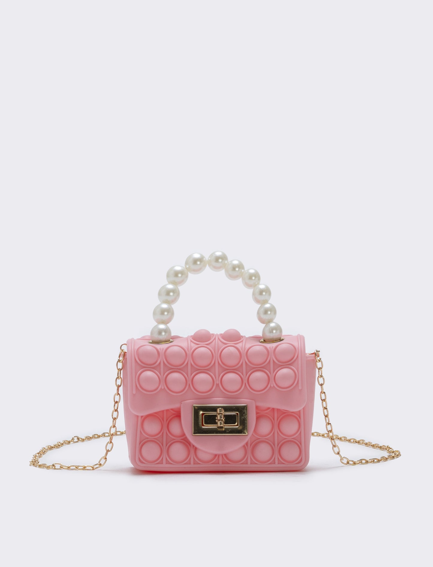 Borsa pop it con manico di perle - Rosa