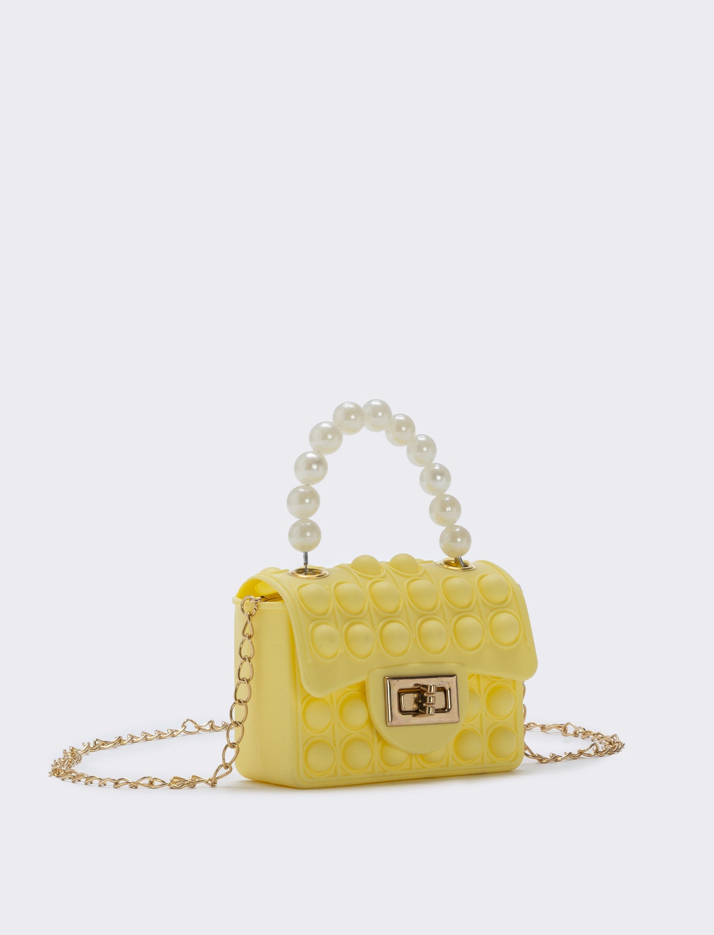 Borsa pop it con manico di perle - Giallo