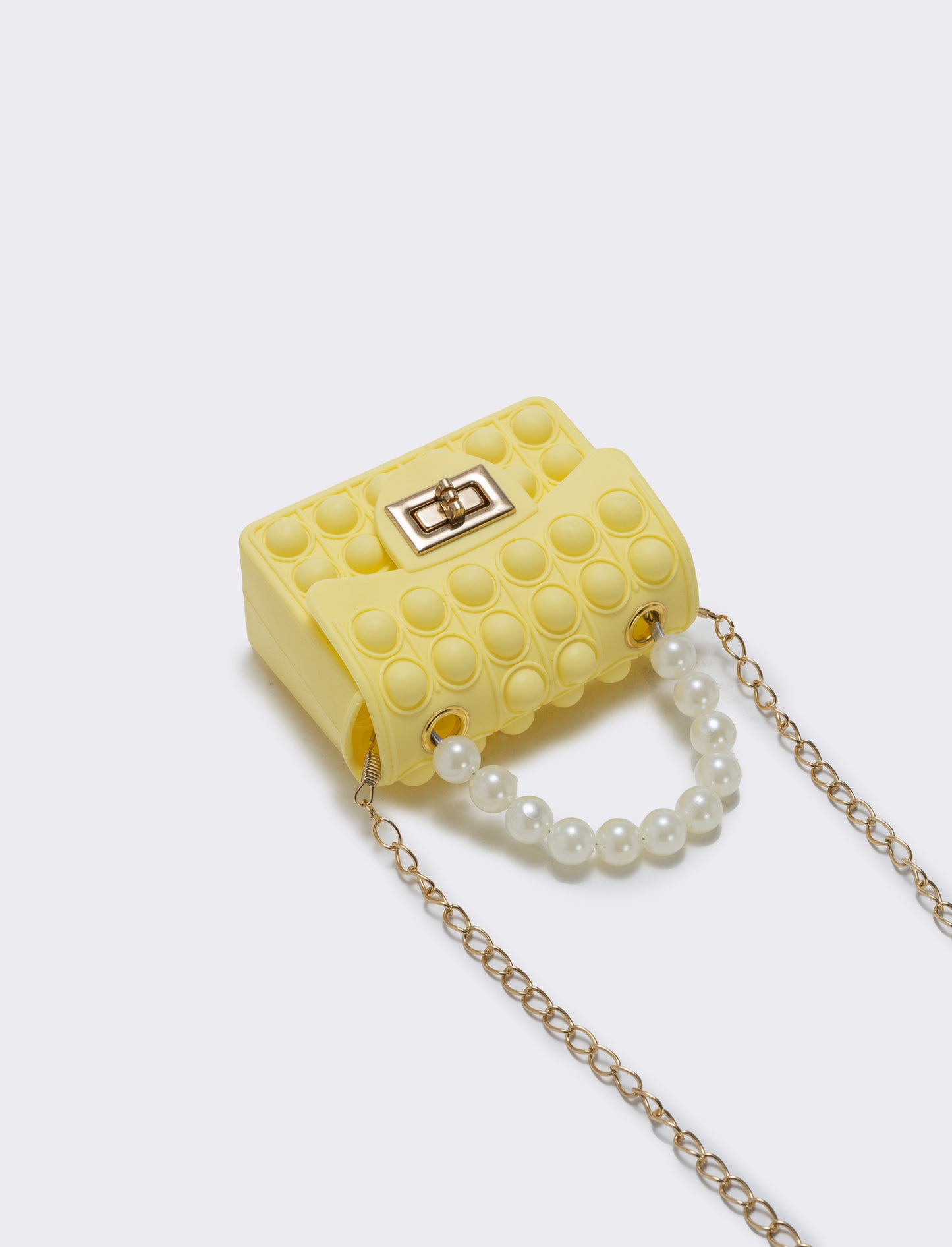 Borsa pop it con manico di perle - Giallo