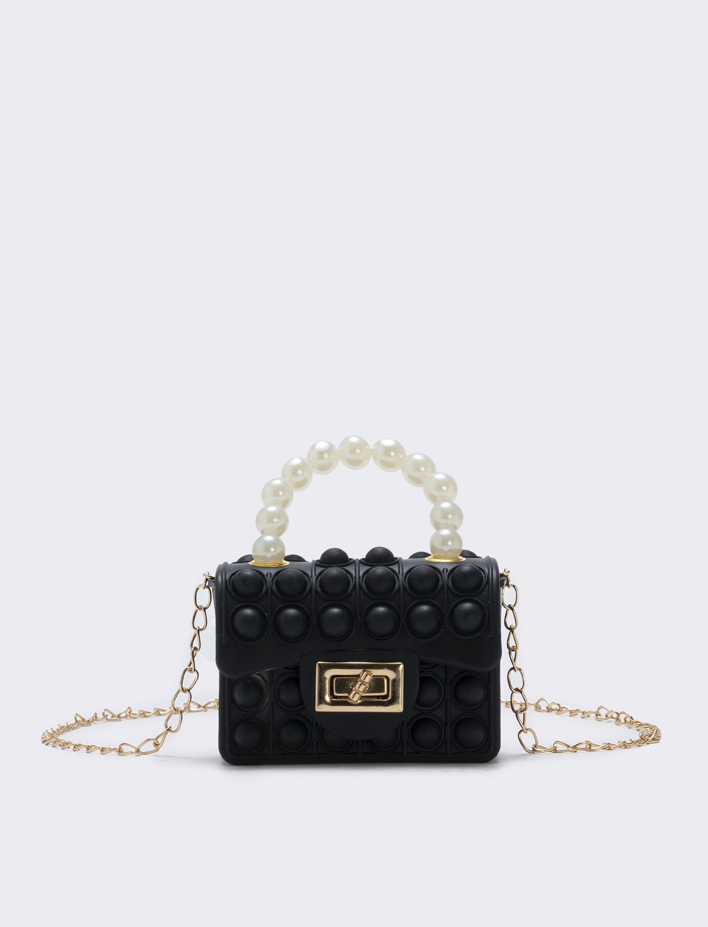 Borsa pop it con manico di perle - Nero