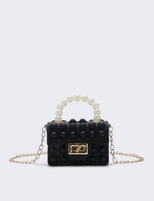 Borsa pop it con manico di perle - Nero