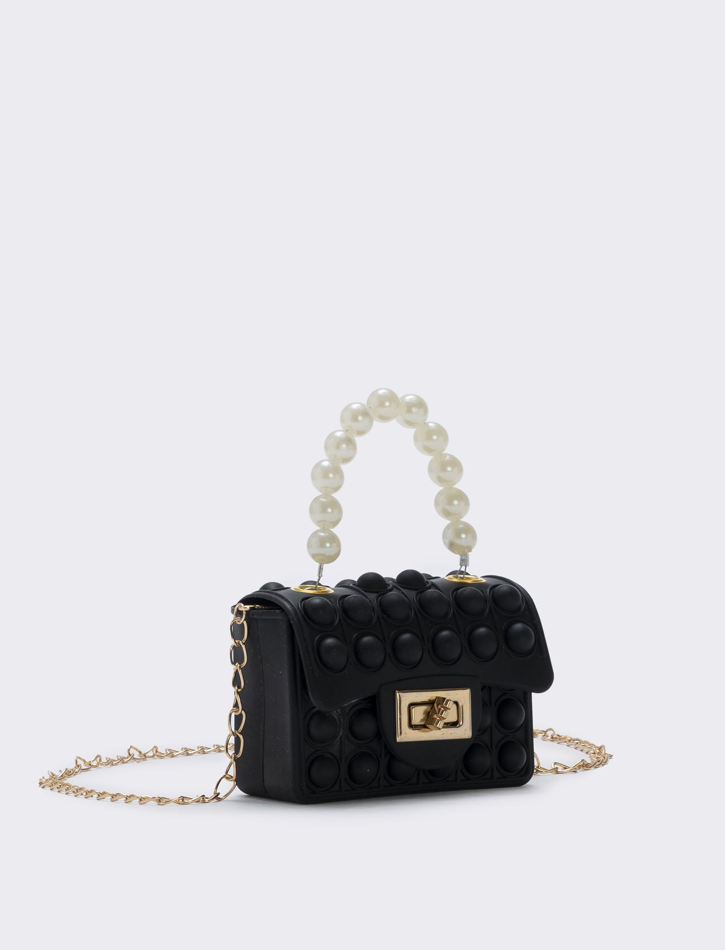 Borsa pop it con manico di perle - Nero