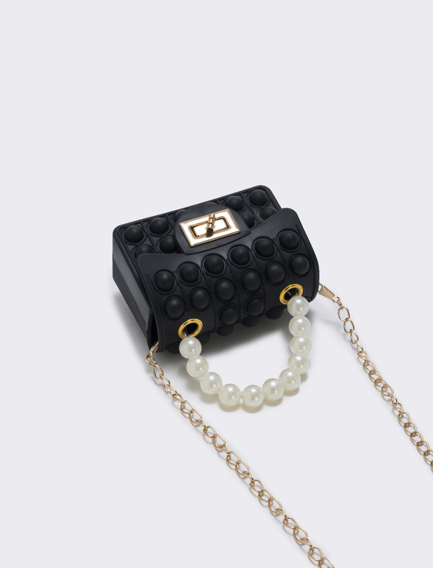 Borsa pop it con manico di perle - Nero
