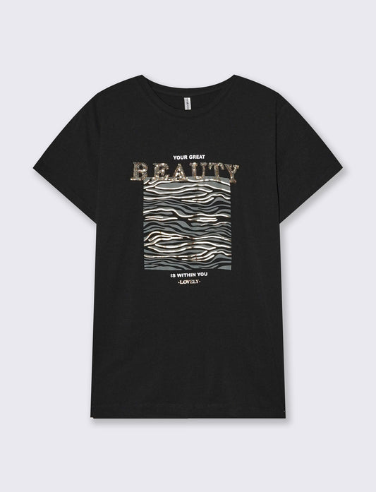 Women's Crew Neck T-Shirt with Regular Print - 