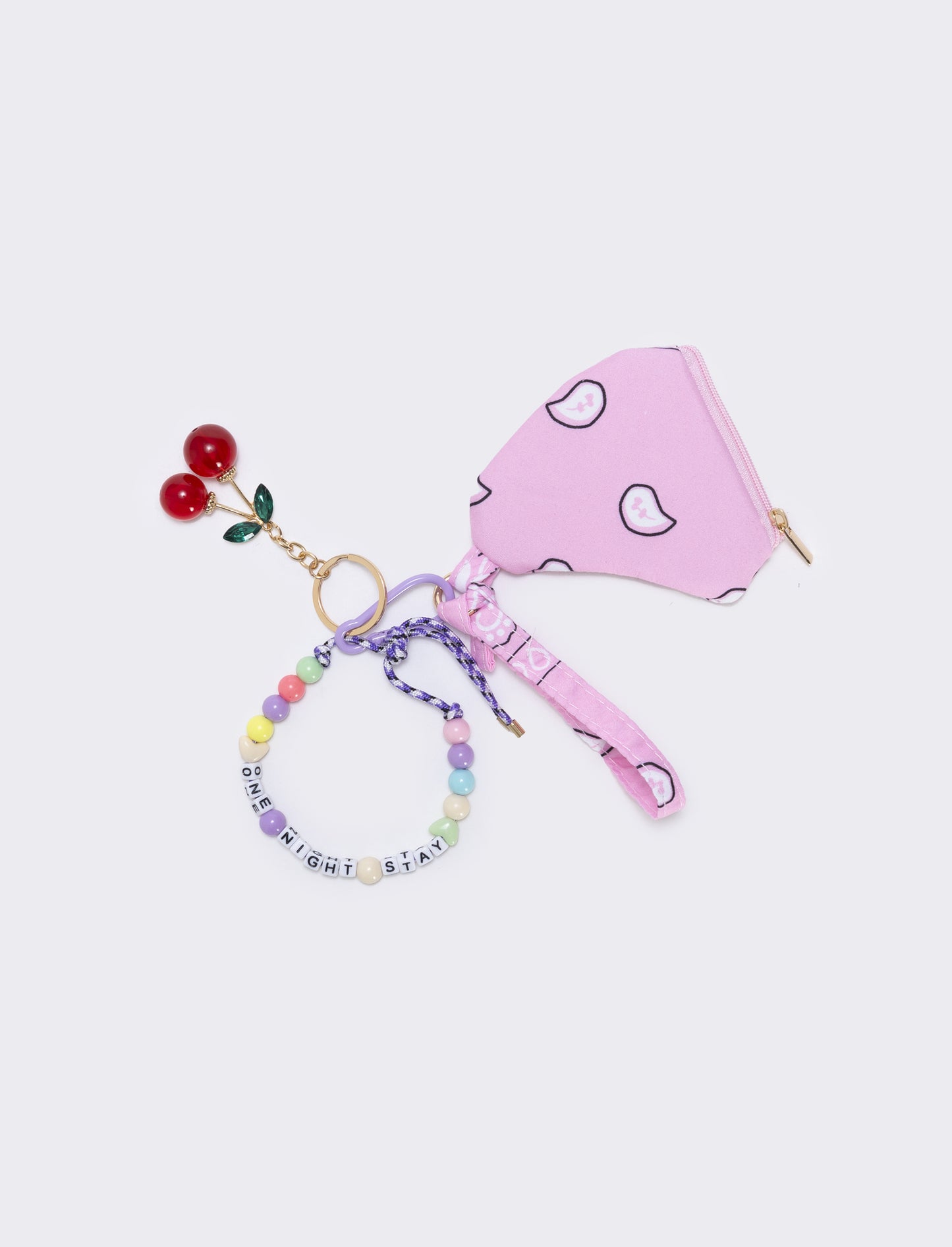 Portamonete cuore paisley con ciondoli - Rosa