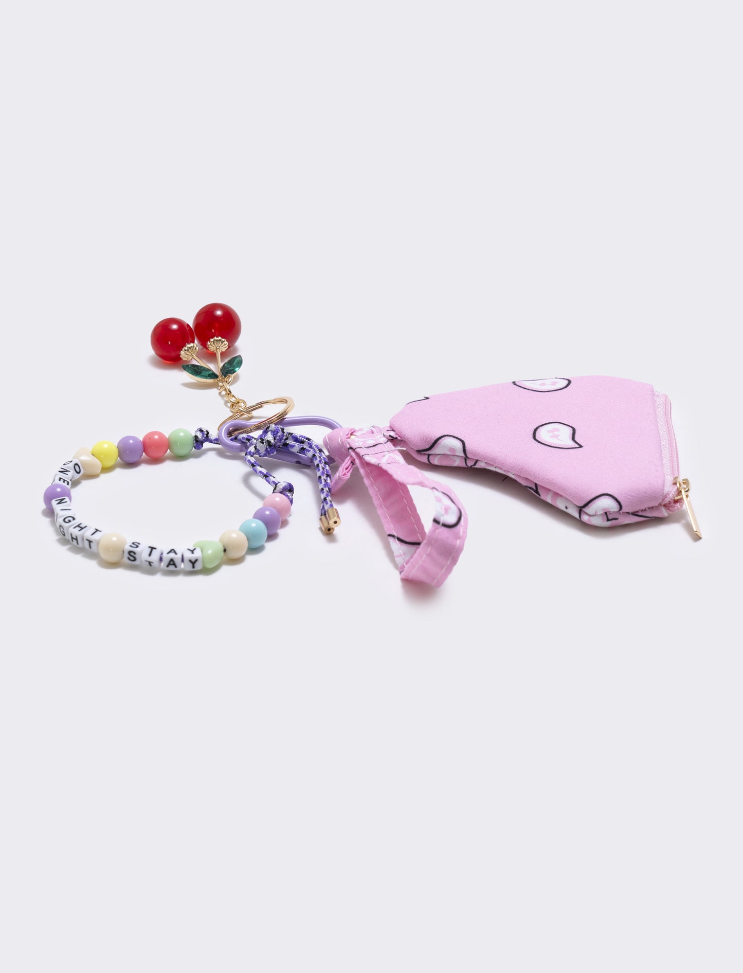 Portamonete cuore paisley con ciondoli - Rosa