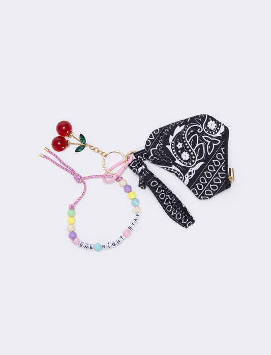 Portamonete cuore paisley con ciondoli - Nero