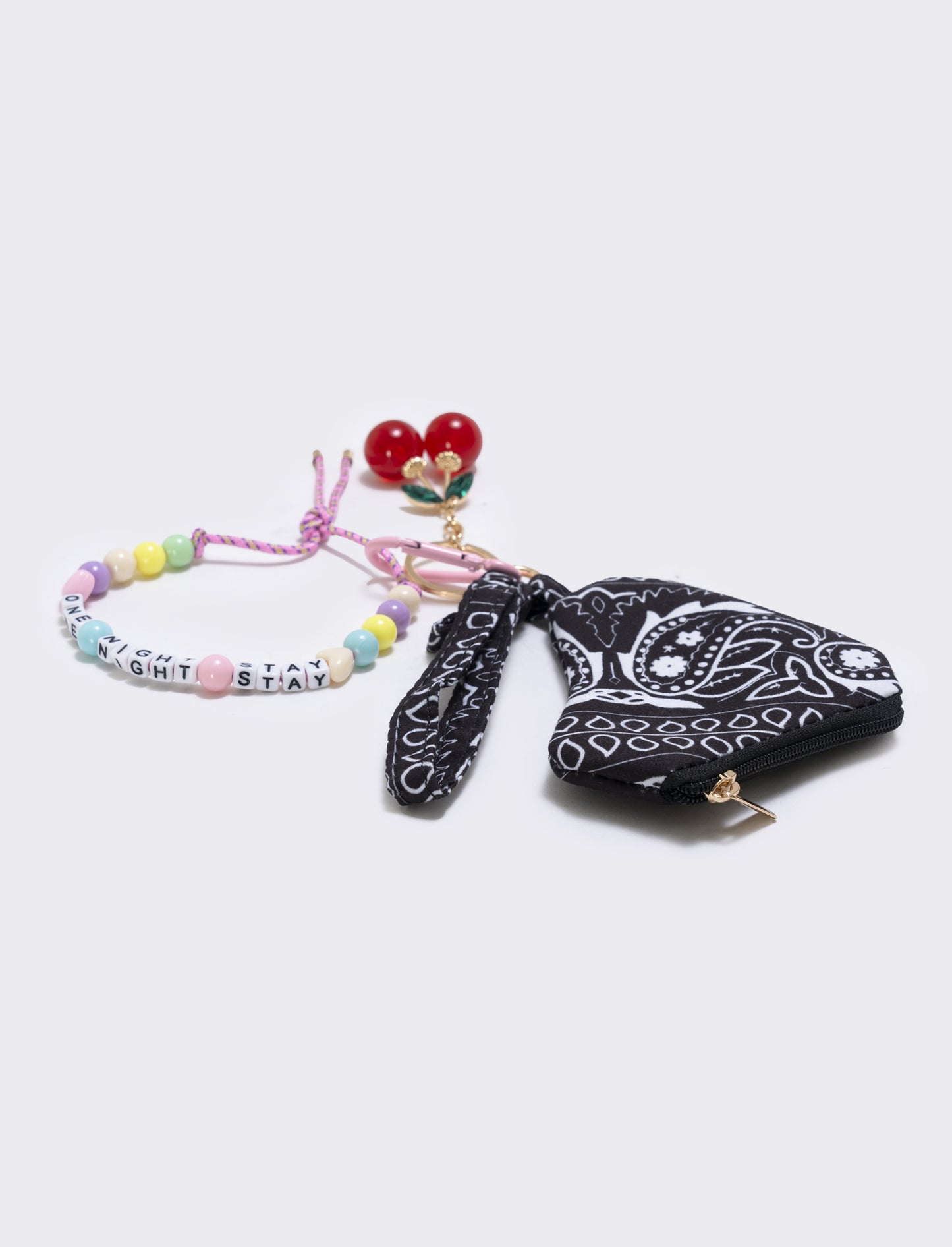 Paisley Heart Coin Purse with Charms - Black
