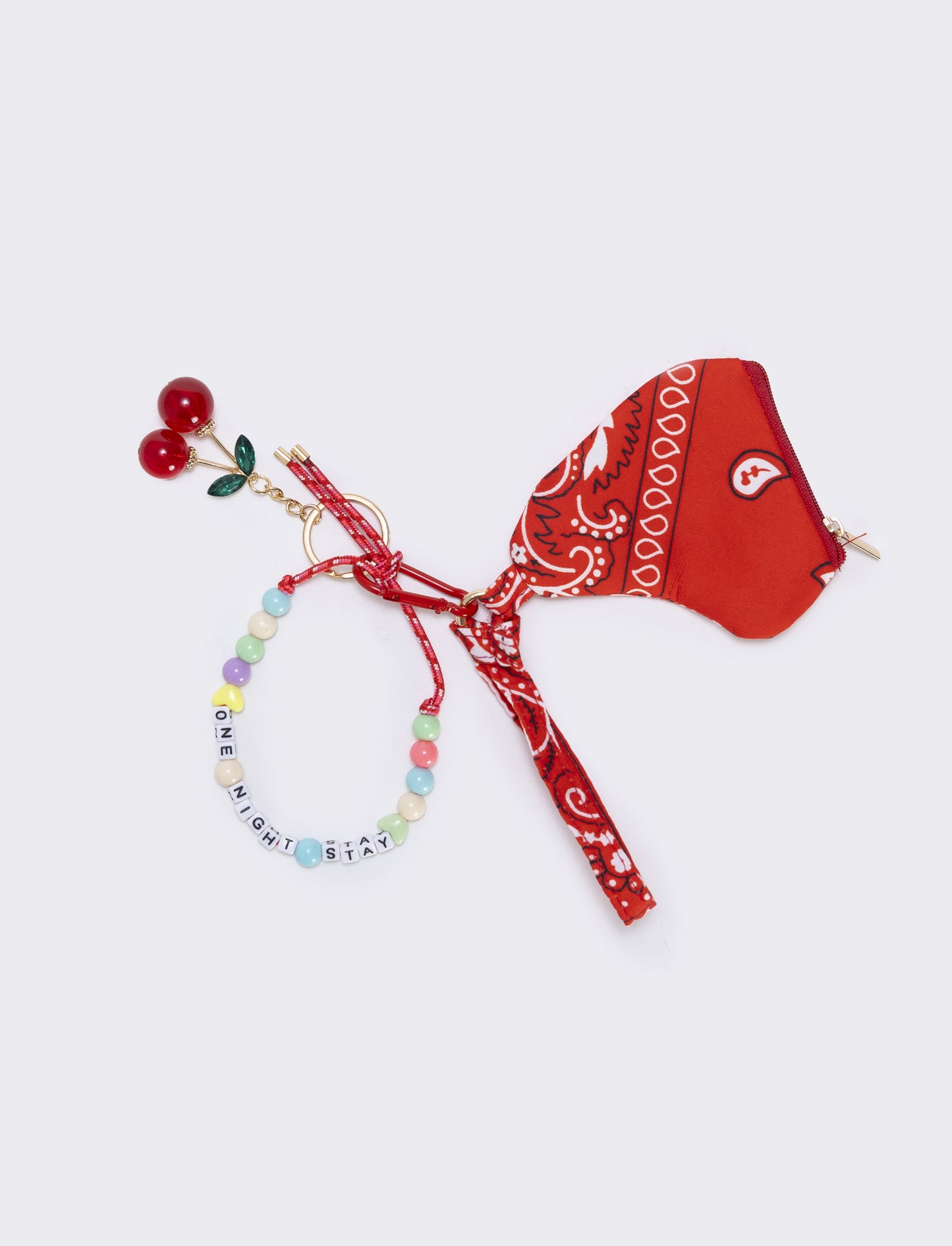 Portamonete cuore paisley con ciondoli - Rosso