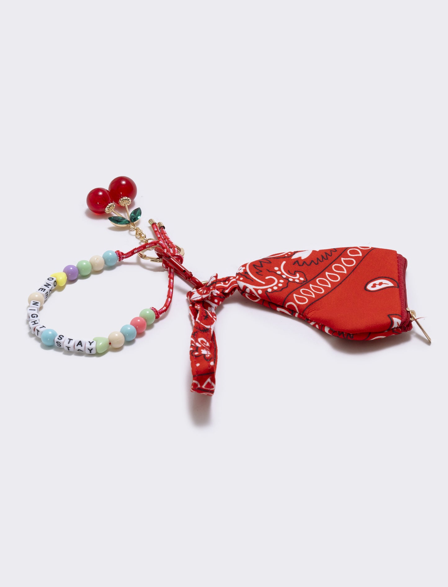 Portamonete cuore paisley con ciondoli - Rosso