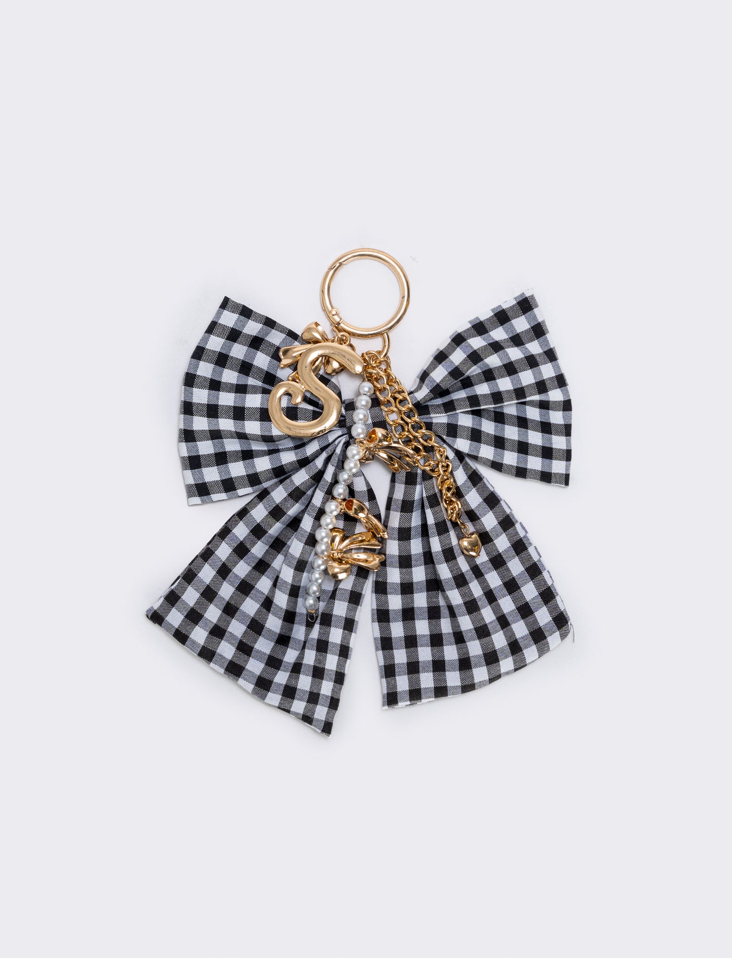 Portachiavi Vichy con iniziale personalizzata - var 2