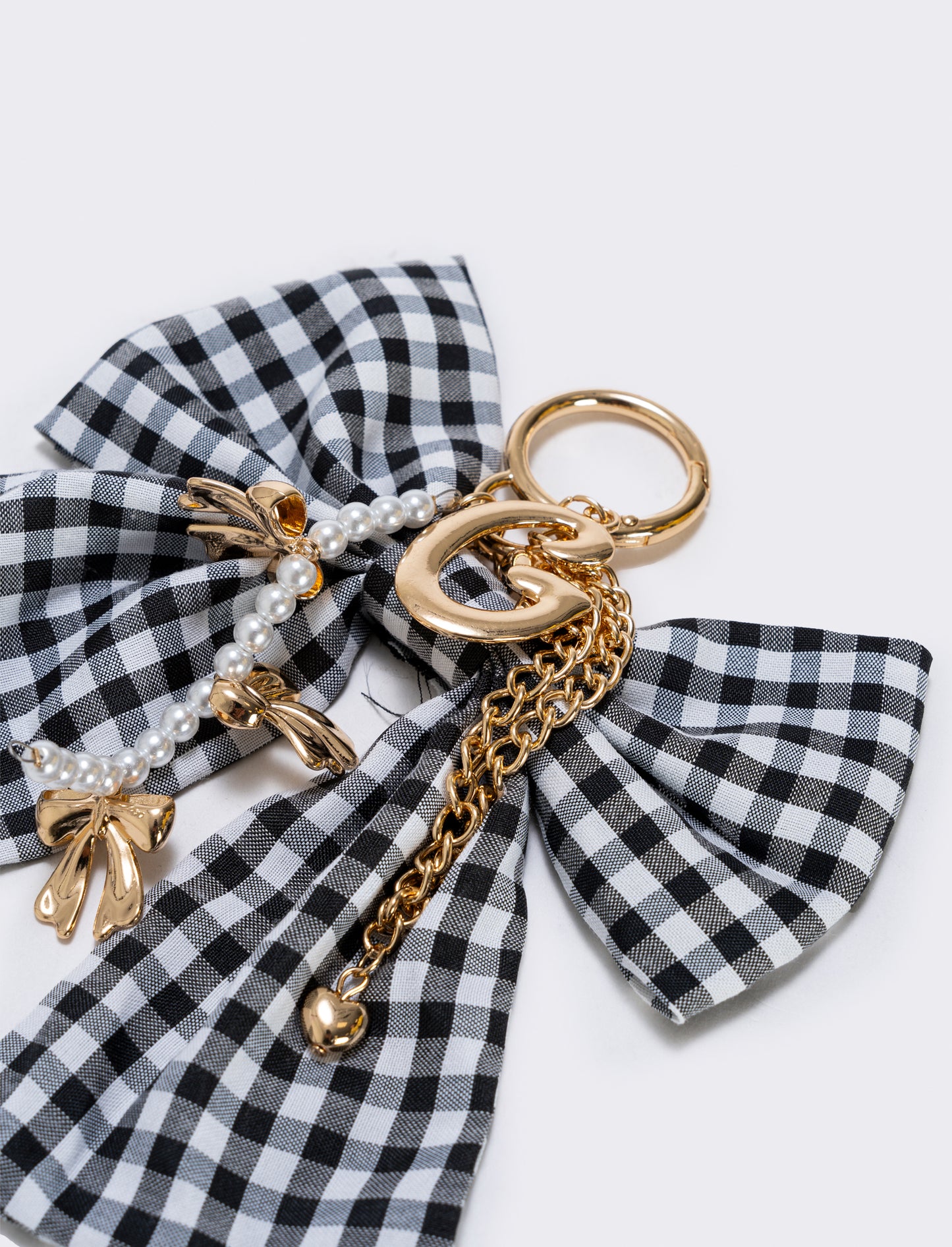 Portachiavi Vichy con iniziale personalizzata - var 3