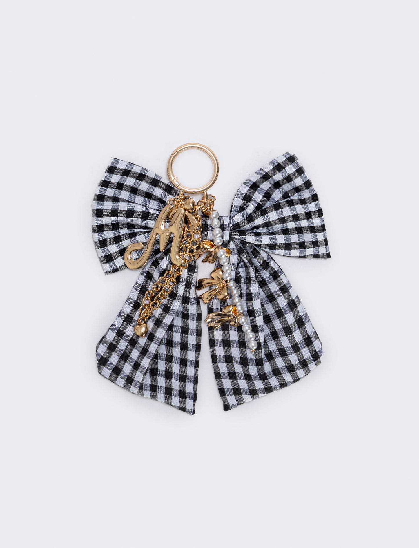 Portachiavi Vichy con iniziale personalizzata - Var 4