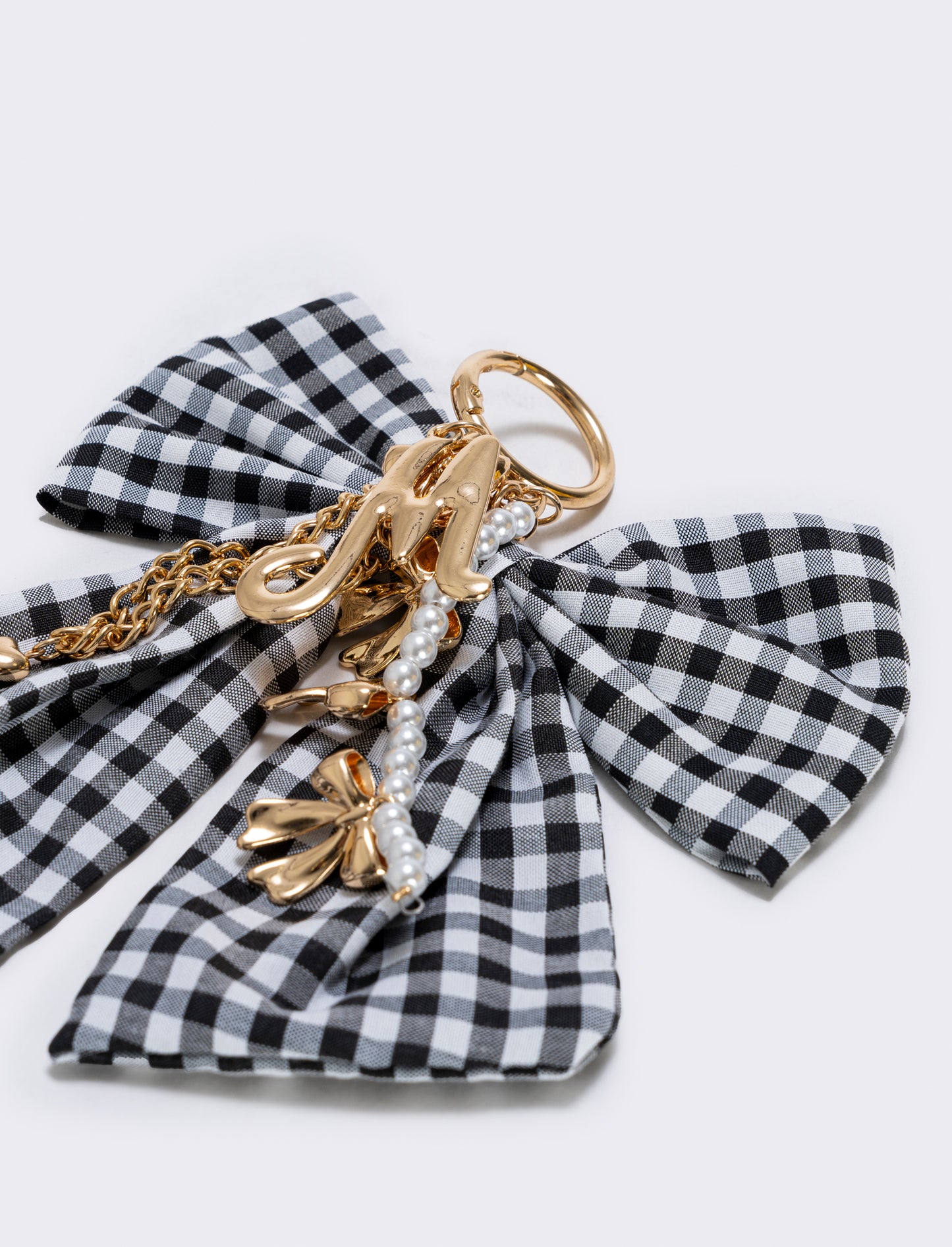Portachiavi Vichy con iniziale personalizzata - Var 4