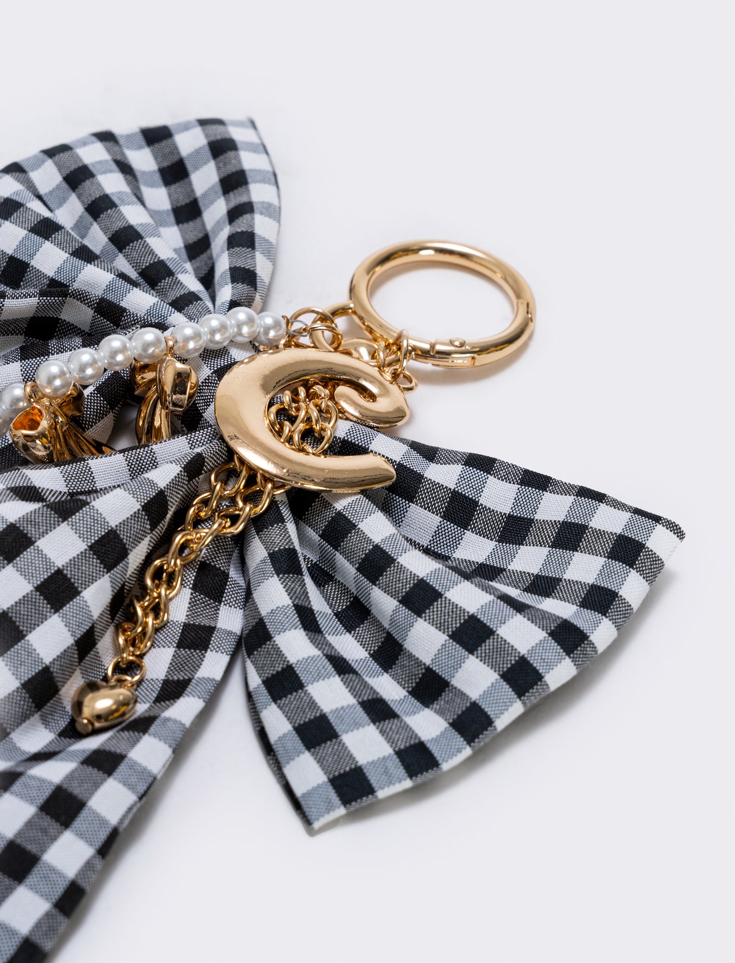 Portachiavi Vichy con iniziale personalizzata - Var 7