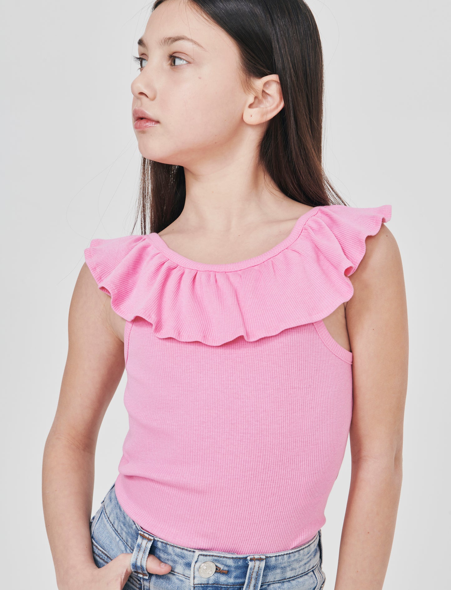 Top rouches in costina per l'estate - Rosa