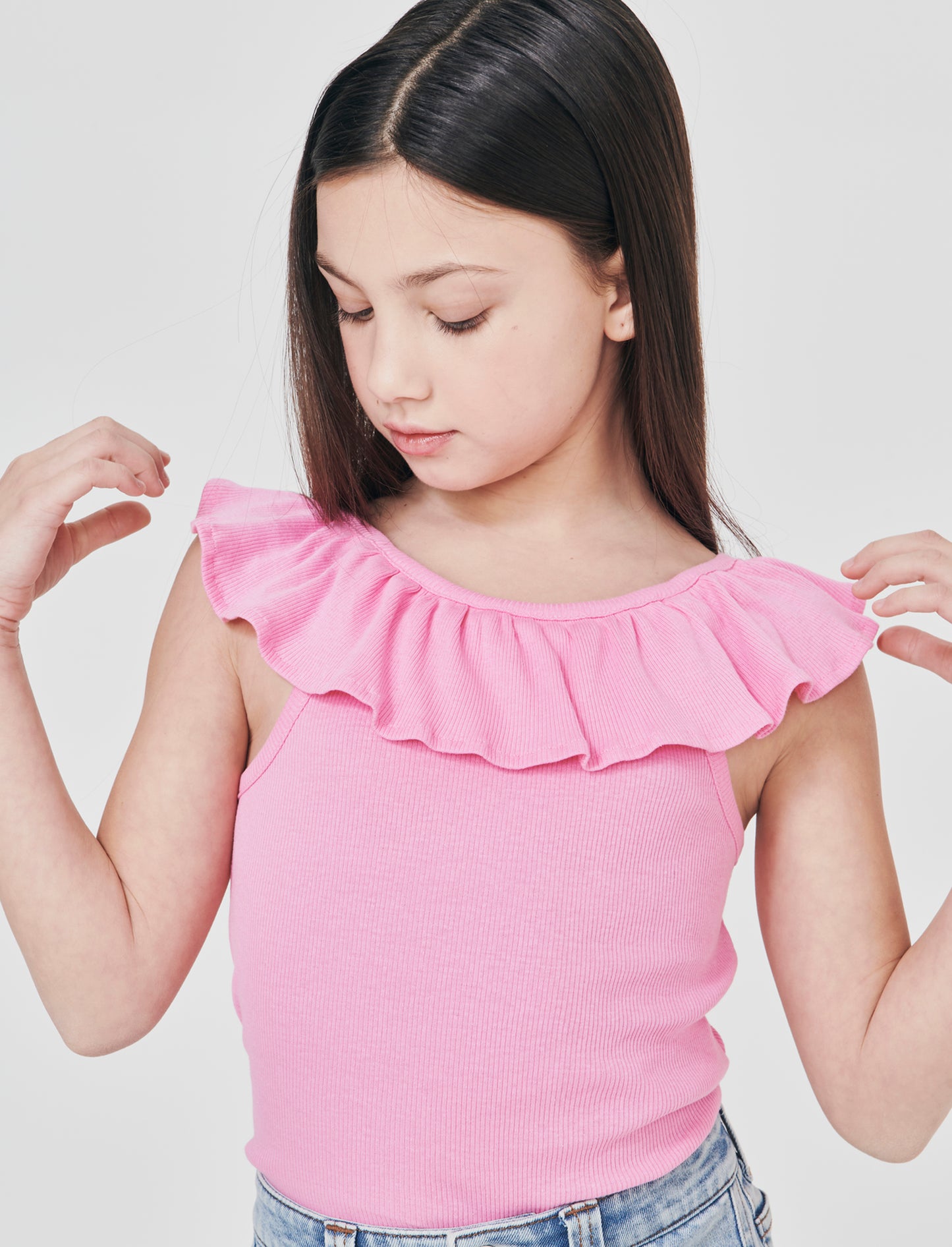 Top rouches in costina per l'estate - Rosa