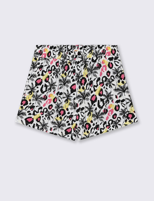 Short estivo in viscosa con fiocco - Bianco