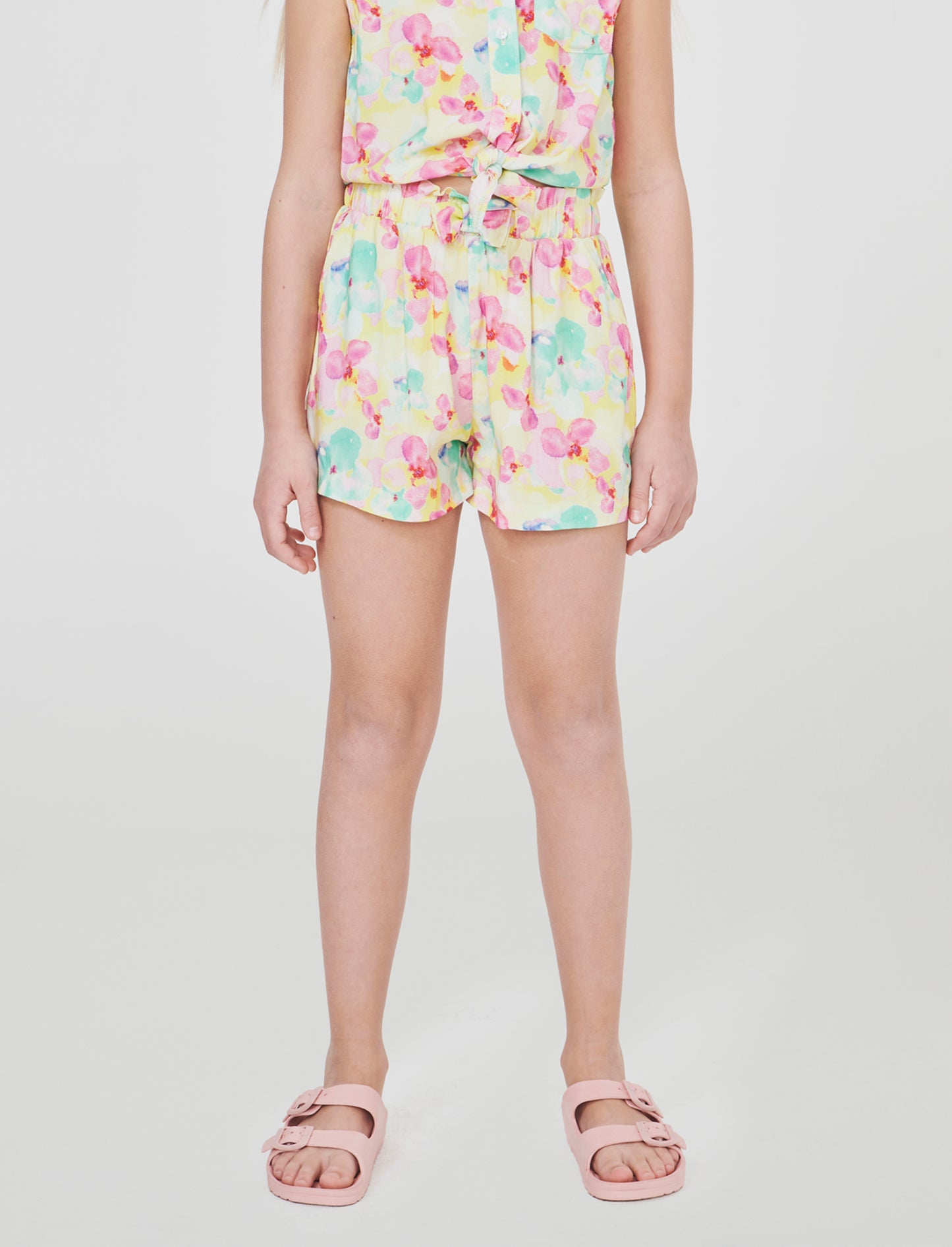 Short estivo in viscosa con fiocco - Giallo