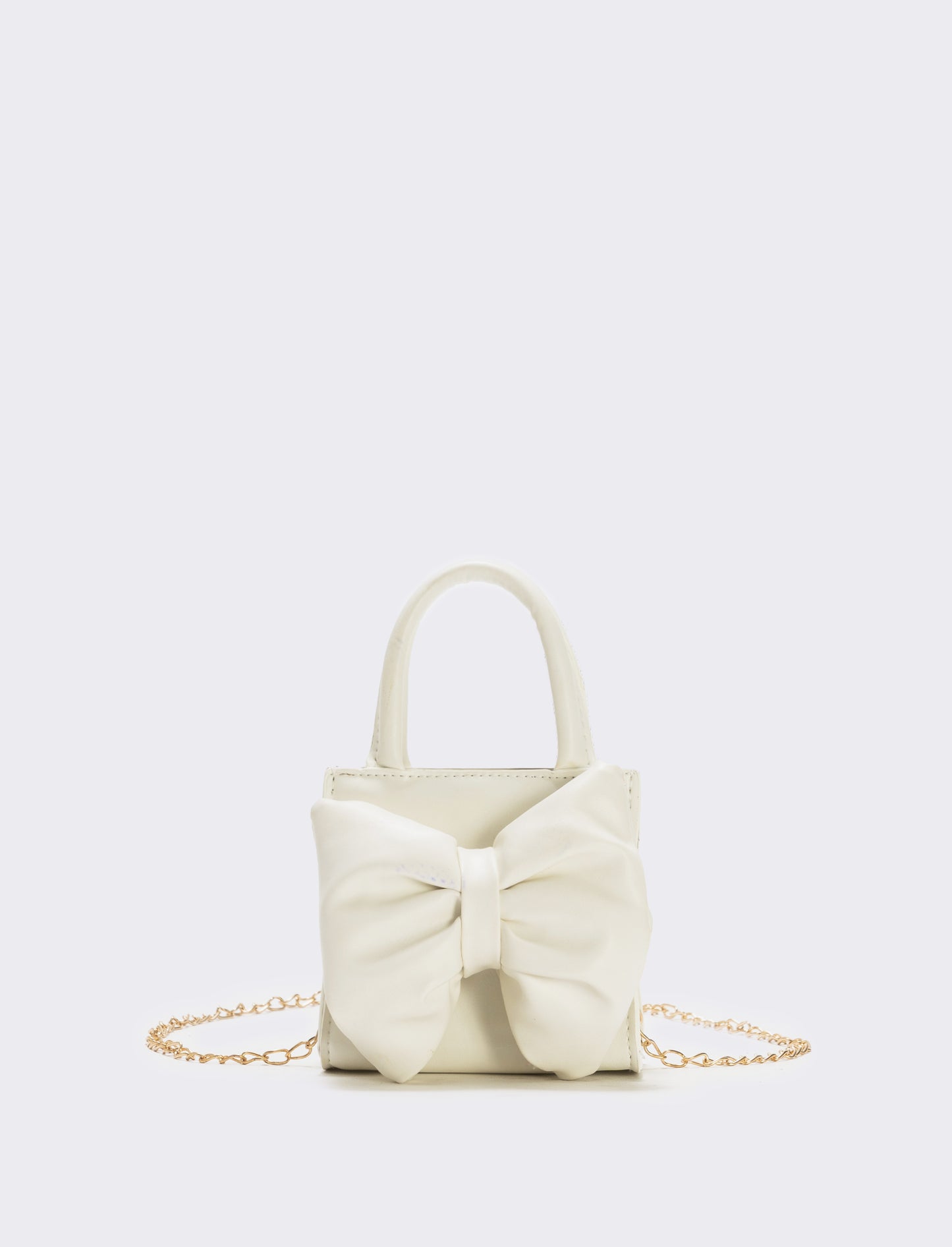 Handbag with Bow in Faux Leather - White