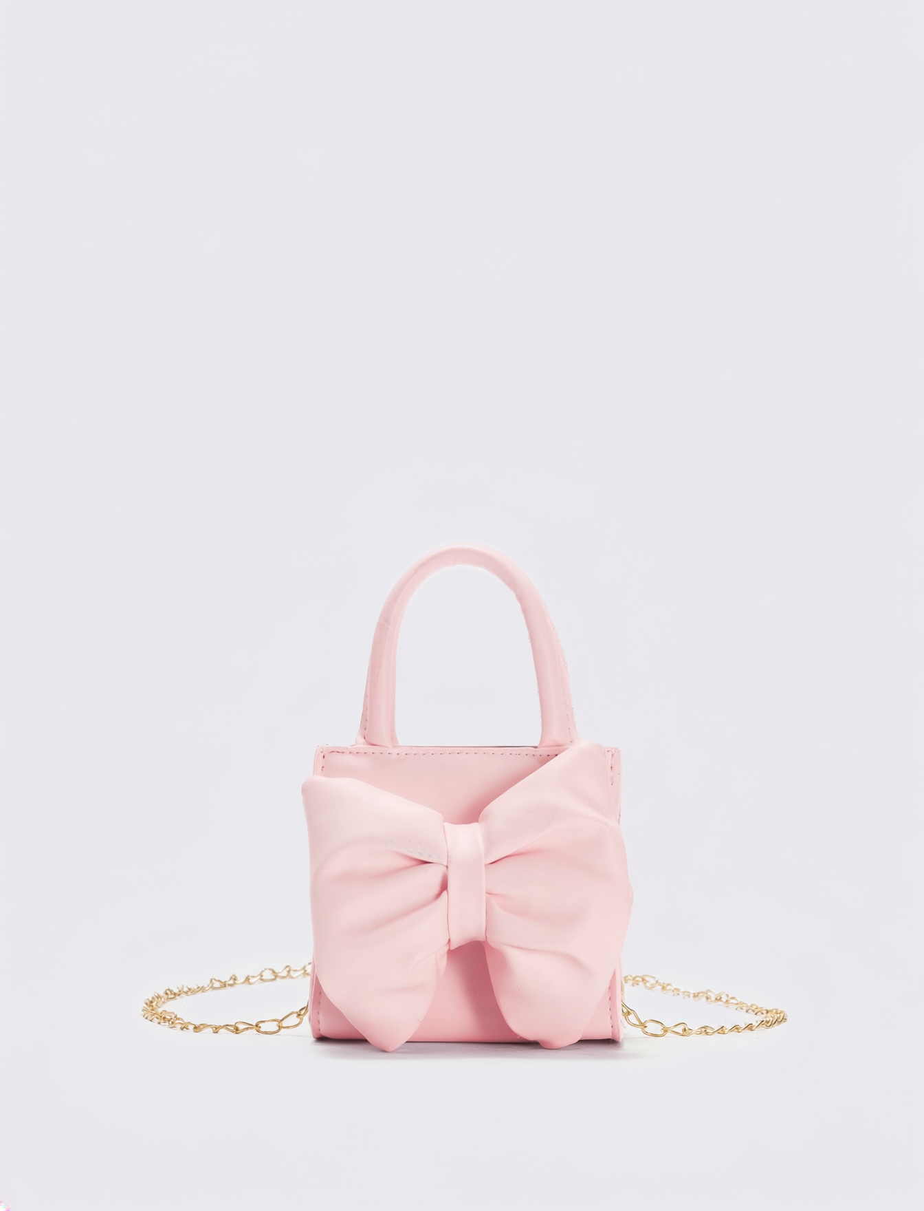 Borsetta a mano con fiocco finta pelle - Rosa