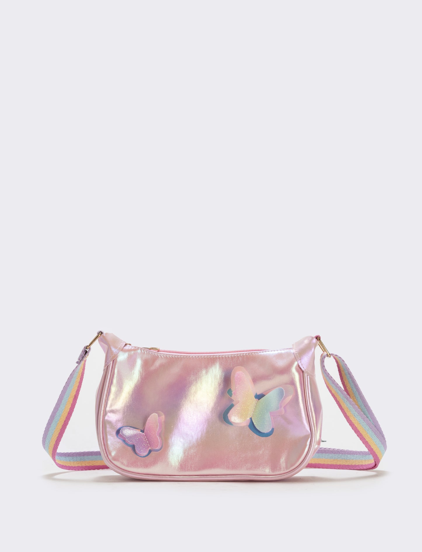 Borsetta rettangolare con farfalle glitter - Rosa
