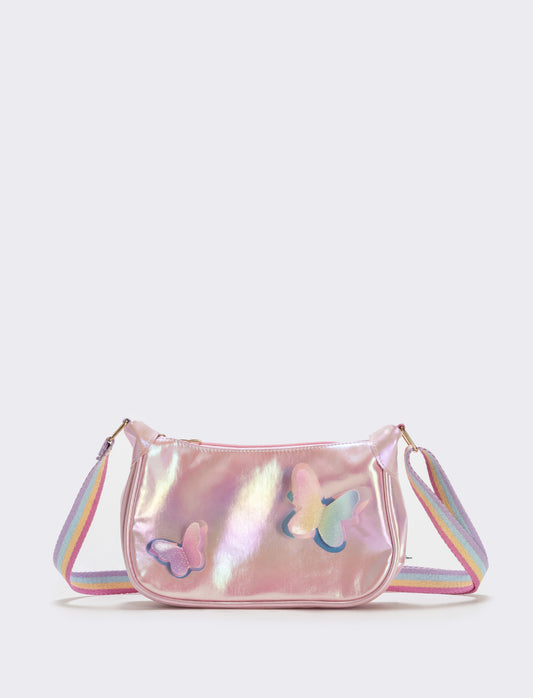 Borsetta rettangolare con farfalle glitter - Rosa