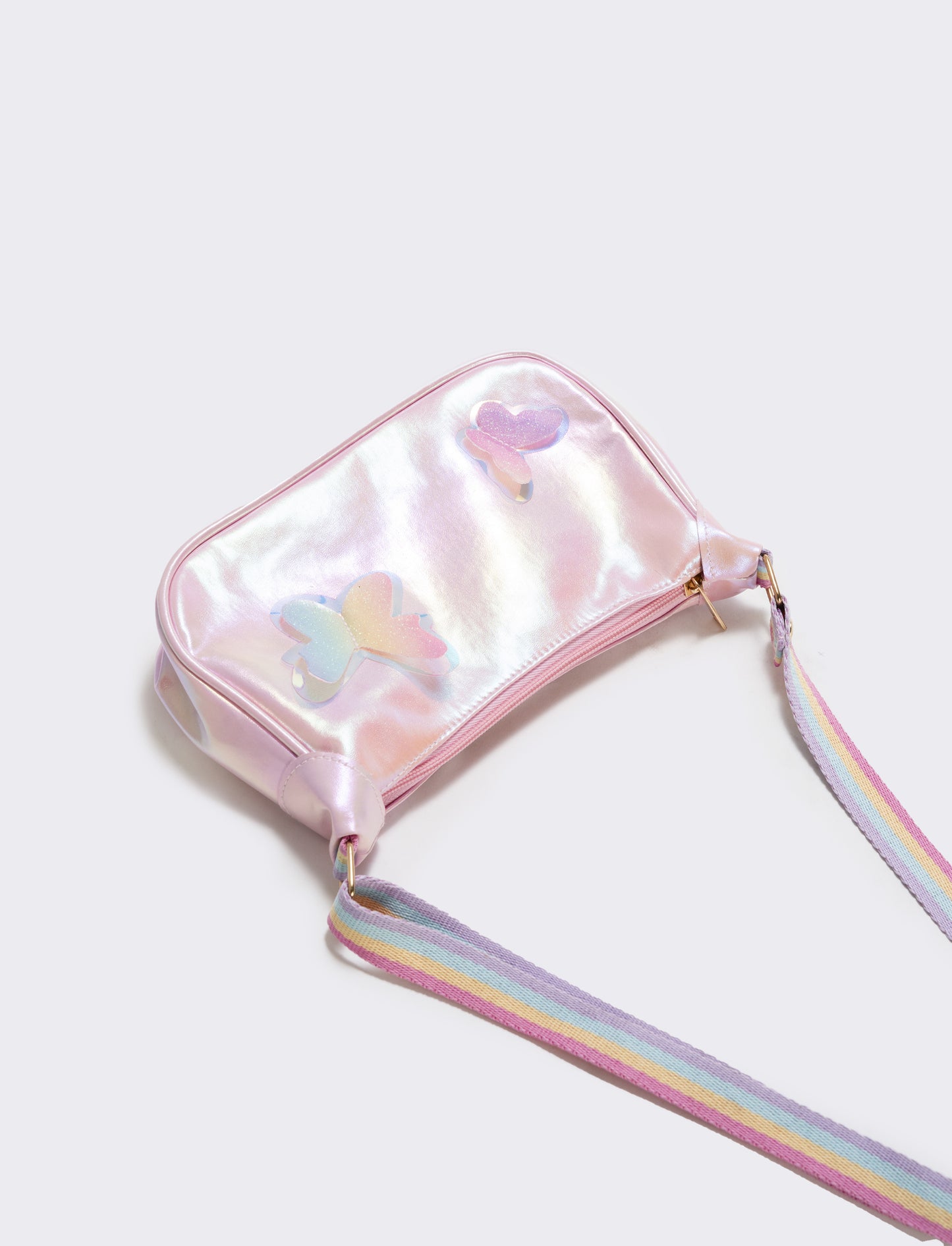 Borsetta rettangolare con farfalle glitter - Rosa