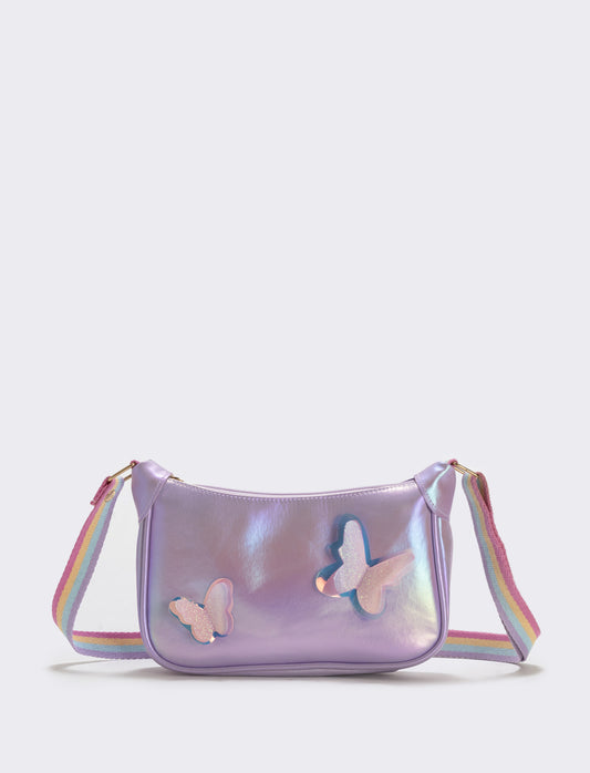 Borsetta rettangolare con farfalle glitter - Lilla