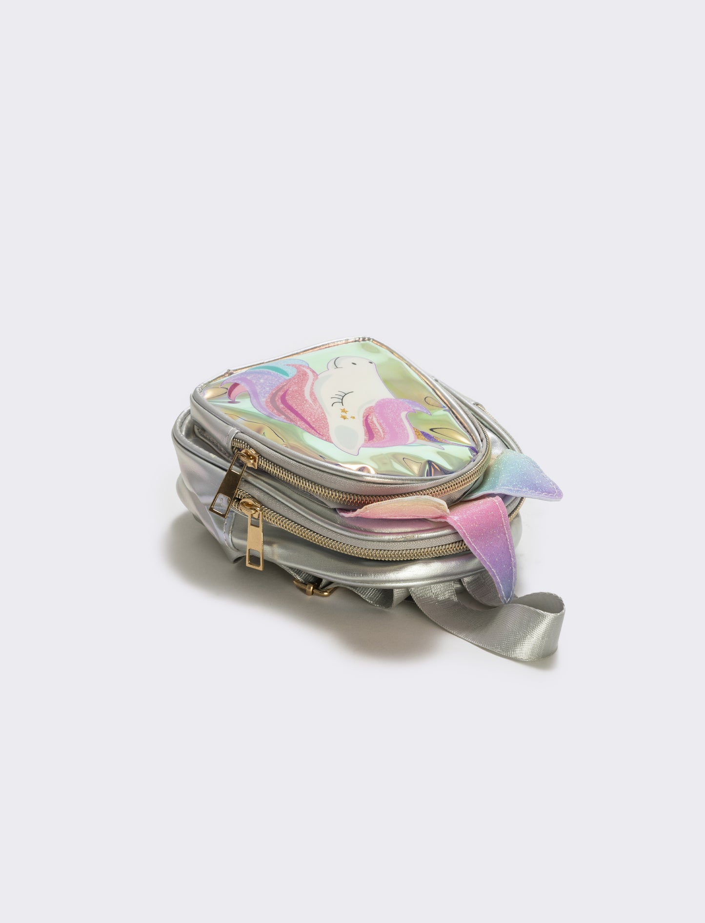 Zainetto unicorno con orecchie glitter - Argento